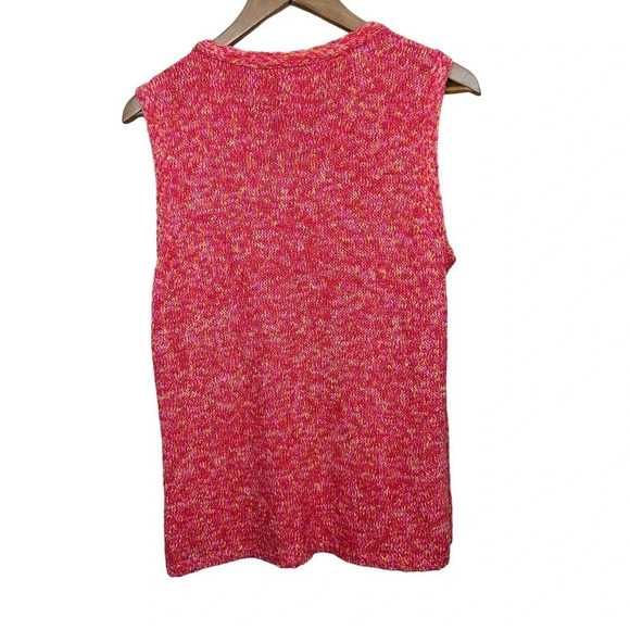 Coldwater Creek Sleeveless Knit Sweater Multicolor Orange Pink Yellow Size L - Picture 3 of 8